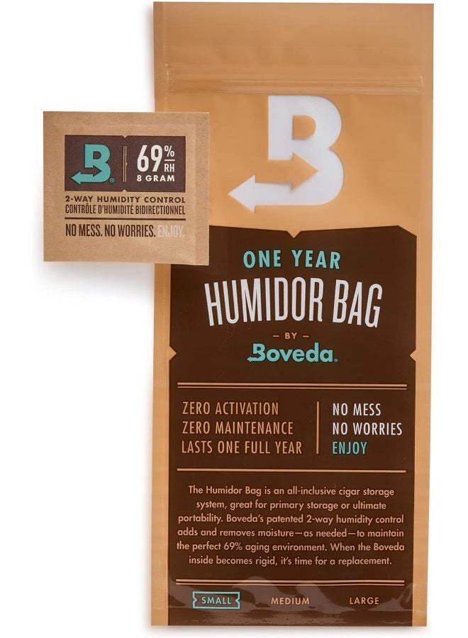 Boveda حقيبة هوميدور صغيرة لمدة عام محملة مسبقًا بتحكم رطوبة ثنائي الاتجاه 69% وتخزين السيجار لـ 3-5 سيجار 1-عدد - Image 4